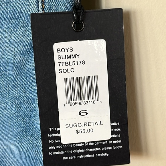 Brand New 7 For All Mankind Flex Stretch Slim Straight Leg Distressed Blue Jeans - Picture 5 of 15